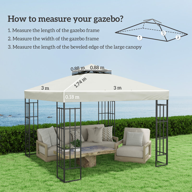 x 10 pi auvent de remplacement pour pavillon de jardin à deux niveaux, UPF30 +, gris clair
