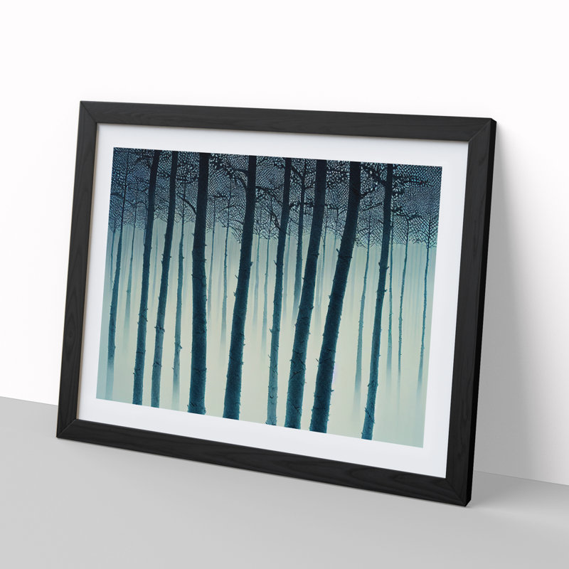 Stunning Winter Forest - Single Picture Frame Print, Black, 46cm H x 64cm W x 2cm D