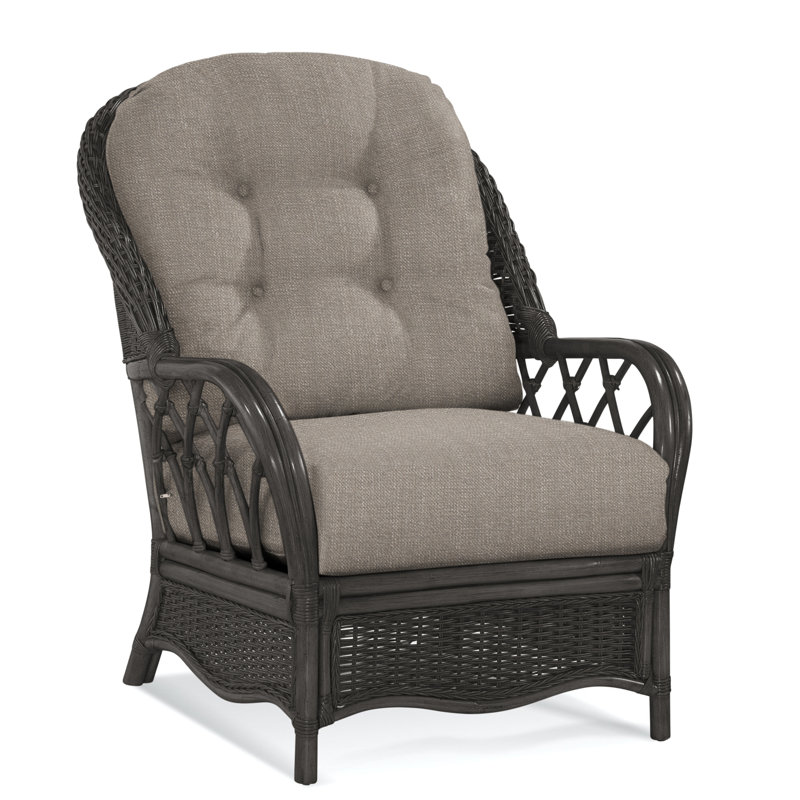 Chaise avec accoudoirs en rotin Everglade, Blanc givré, Performance de Crypton en pierre; 0884-83