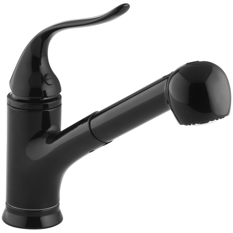 Robinet de cuisine à poignée simple Coralais® avec MasterClean ™, Noir