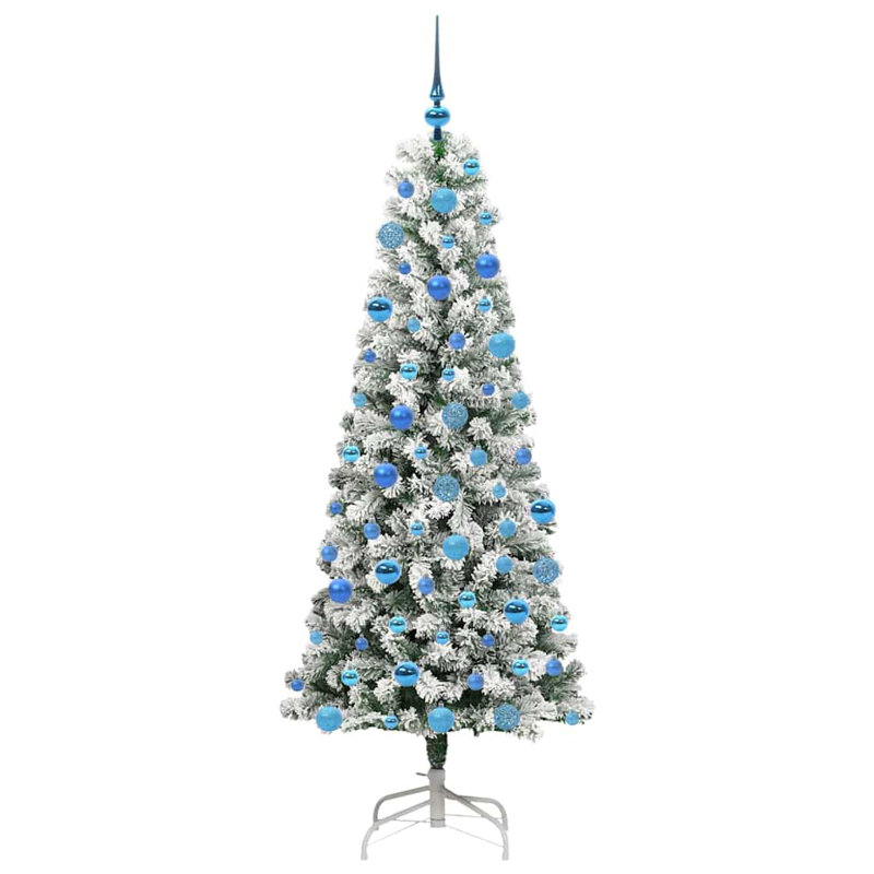 Artificial Hinged Christmas Tree Green and white, 5.91 ft
