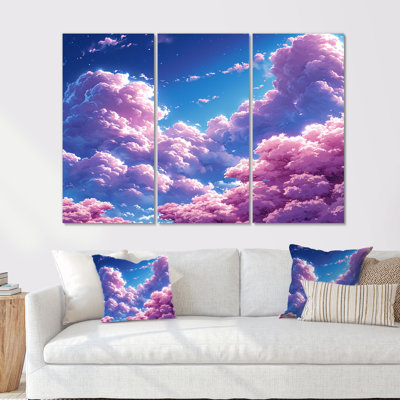 Ensemble de salon art mural nuage rose