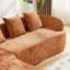 Canapé orange en forme de L en chenille orange avec éponge très élastique, accoudoirs courbés et quatre coussins décoratifs pour plus de confort et de style-407307343