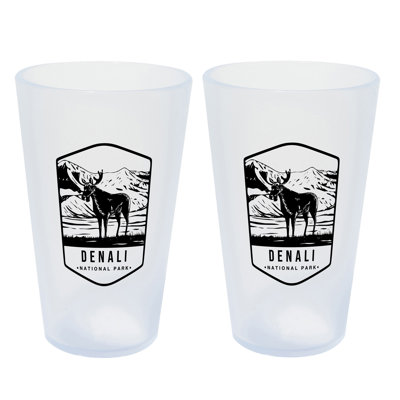 Silipint: Denali National Park Pint Glasses: 16oz: 2 Pack - Themed Print Icicle Silicone Cups, Unbreakable