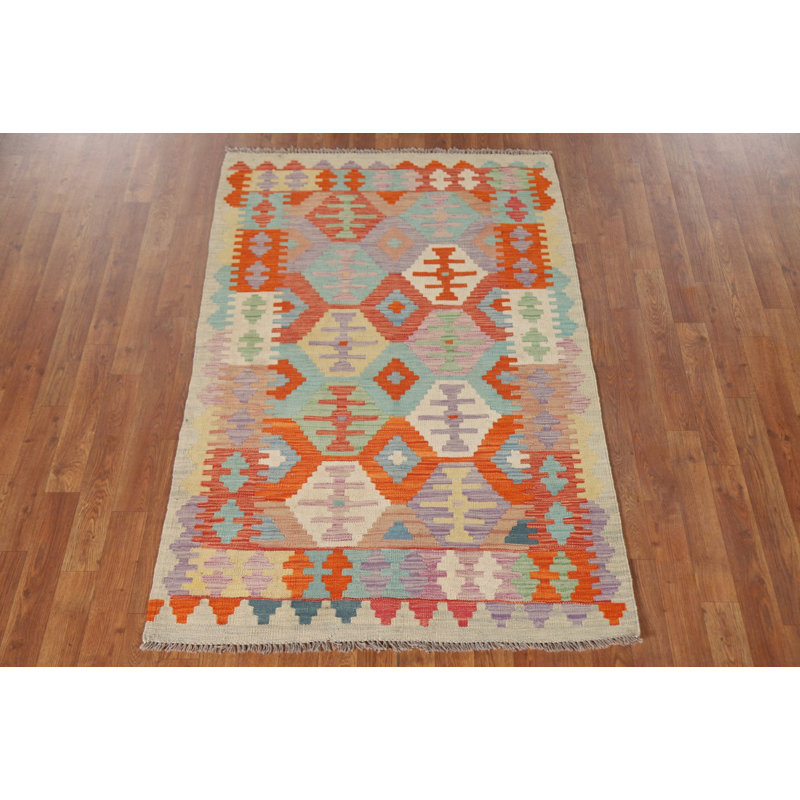 Tapis géométrique en laine Kilim
