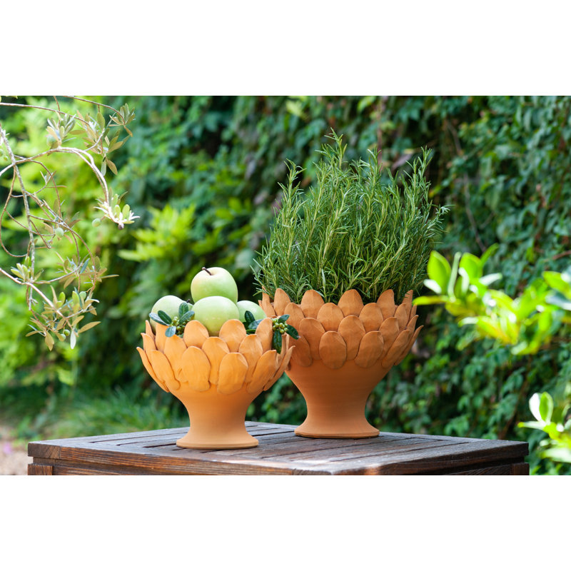 Pot de fleurs en céramique, H 9 po x l 10 po x P 10 po, Orange