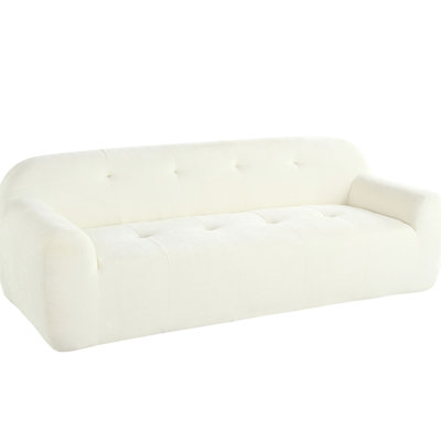 Chenille beige de 85,8 po de largeur à 3 places, détails, rembourrage doux, coussins faciles d'entretien, siège, installation sans effort