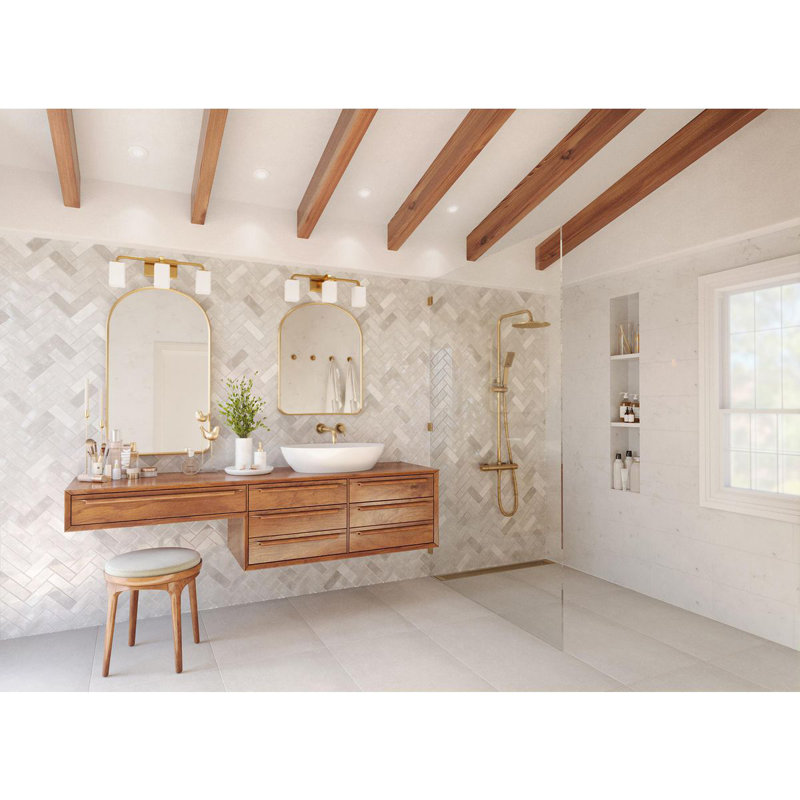 Éclairage pour salle de bain 3 lumières à intensité variable, Laiton satiné