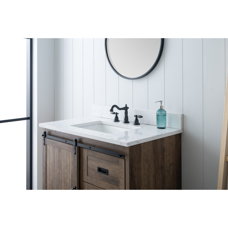 Ensemble de meuble-lavabo simple 36 po Cayden, Blanc de Carrare, Canella brun