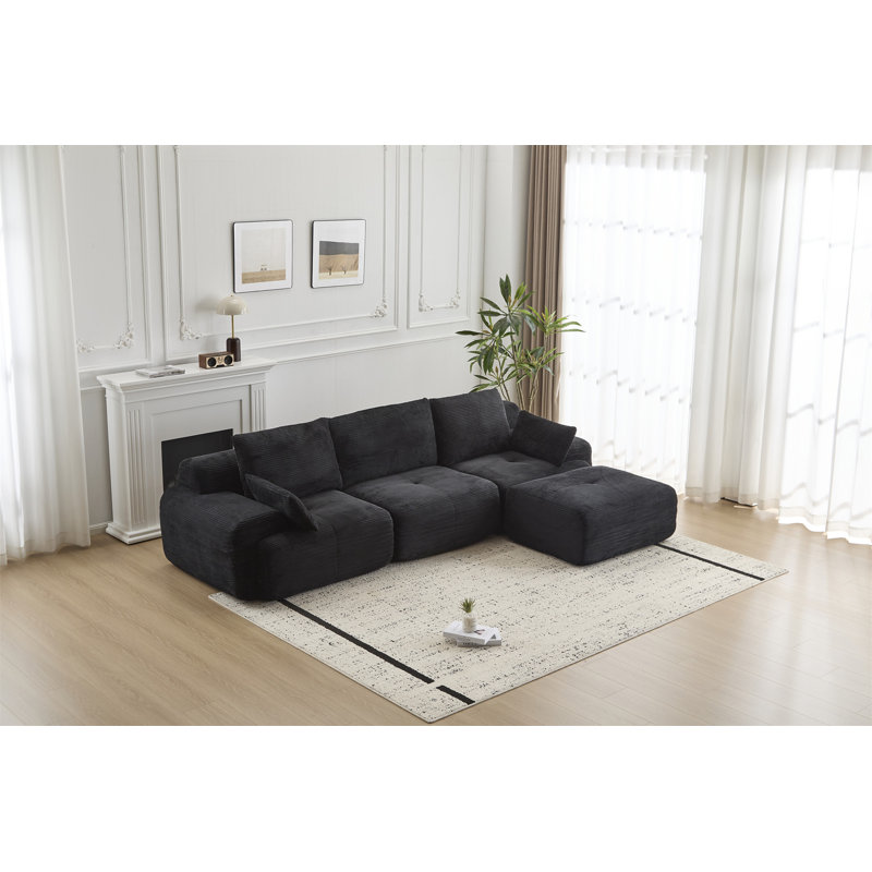 Canapé moderne en mousse à mémoire de forme compressée, grands canapés modulaires pour le salon, canapé modulaire Cloud pour animaux de compagnie, tissu en velours côtelé, causeuse très profonde, sans assemblage avec coussins