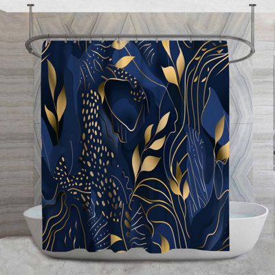 Golden Leaves Shower Curtain -  Art Bathroom Decor Art Deco