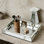 Plateau de coiffeuse en miroir avec poignée, plateau de miroir rectangulaire décoratif pour organisateur de parfum de bijoux, décoration de table basse de salle de bain commode de chambre à coucher