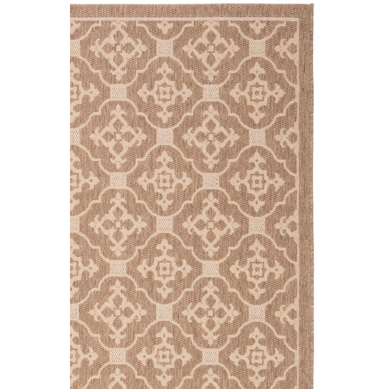 Aengus Geometric Brown/Creme Indoor/Outdoor Area Rug, Rectangle 8' x 11'