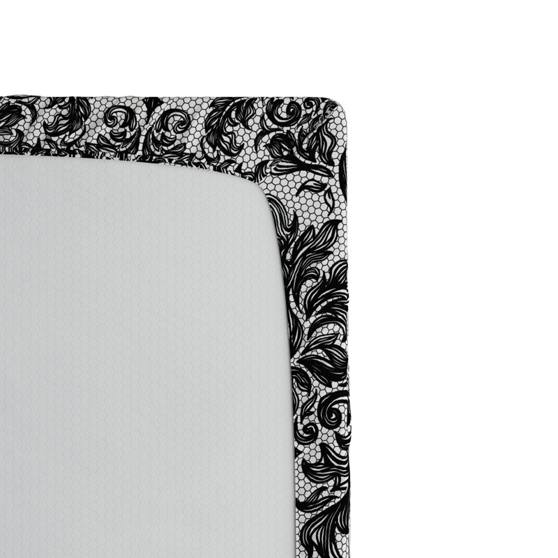 Microfiber Fitted Sheet, Twin Fitted Sheet, Black/White Damask 2