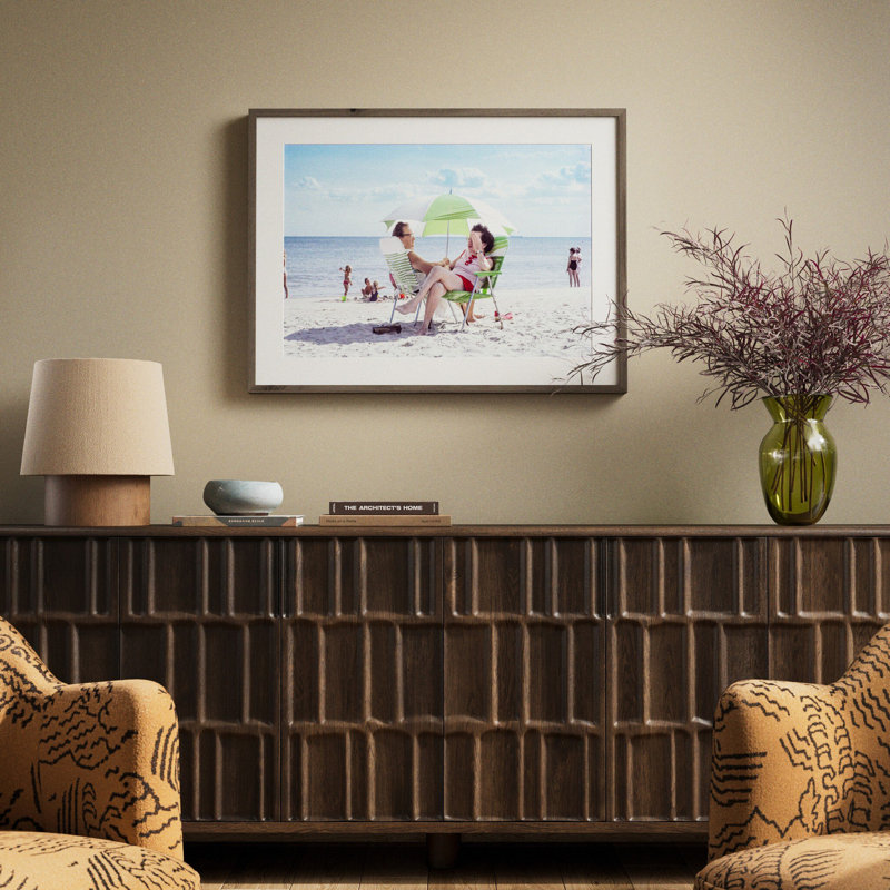 Rockaway Beach Print by Barbara Alper, H 30" x W 40", Rustic Walnut