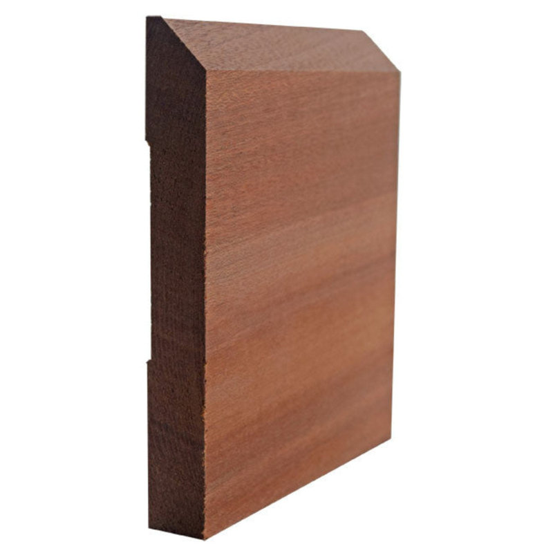 Plinthe EWBB15 à bord biseauté de 5 1/4 po de hauteur x 11/16 po moulée sans finition, Acajou Sapele