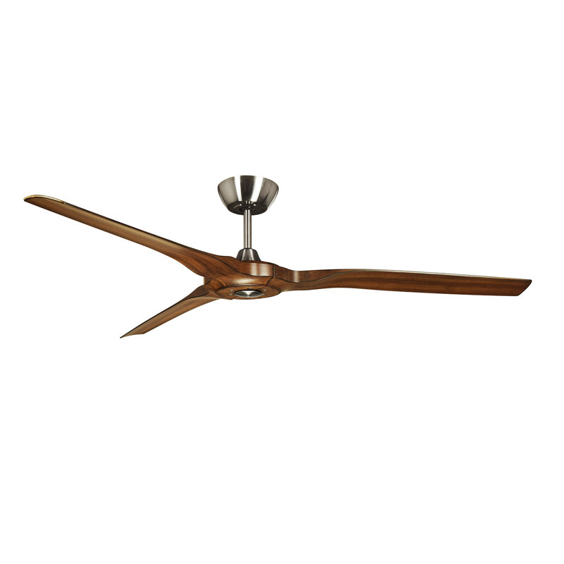Ventilateur de plafond à moteur à courant continu en nickel satiné 60 pouces Persei, Noir avec pales noires