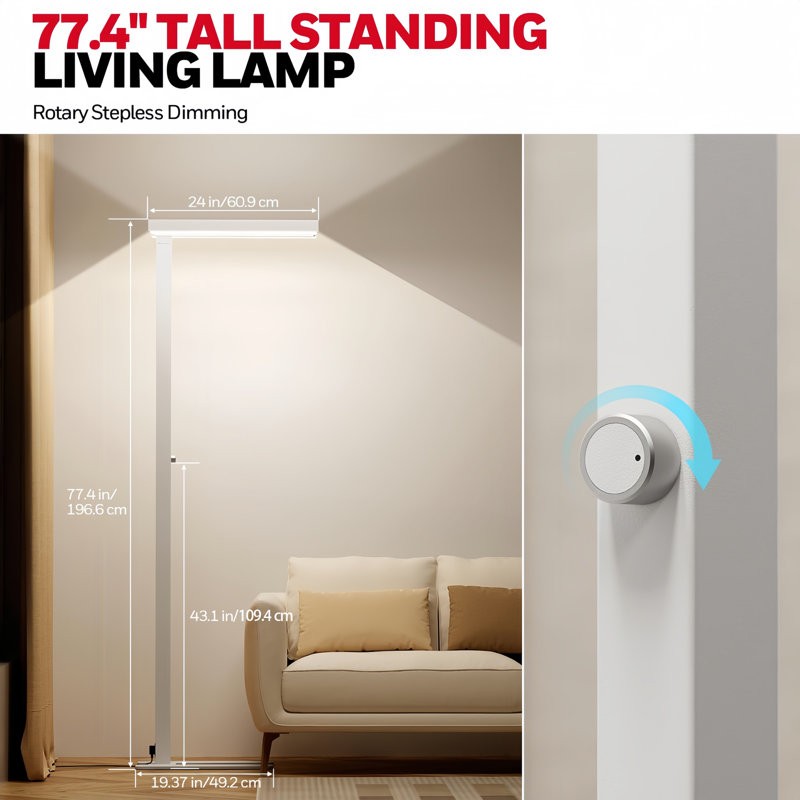 Lampe sur pied à DEL à intensité variable 77 po avec luminosité réglable de 16 000 lumens et luminosité naturelle 4 000 K Honeywell