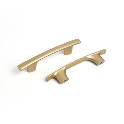 Heritage Designs Swell Bar Pull - 3" Center to Center Cabinet Pull Brushed Brass - Transitional Hardware for Drawers Cabinets