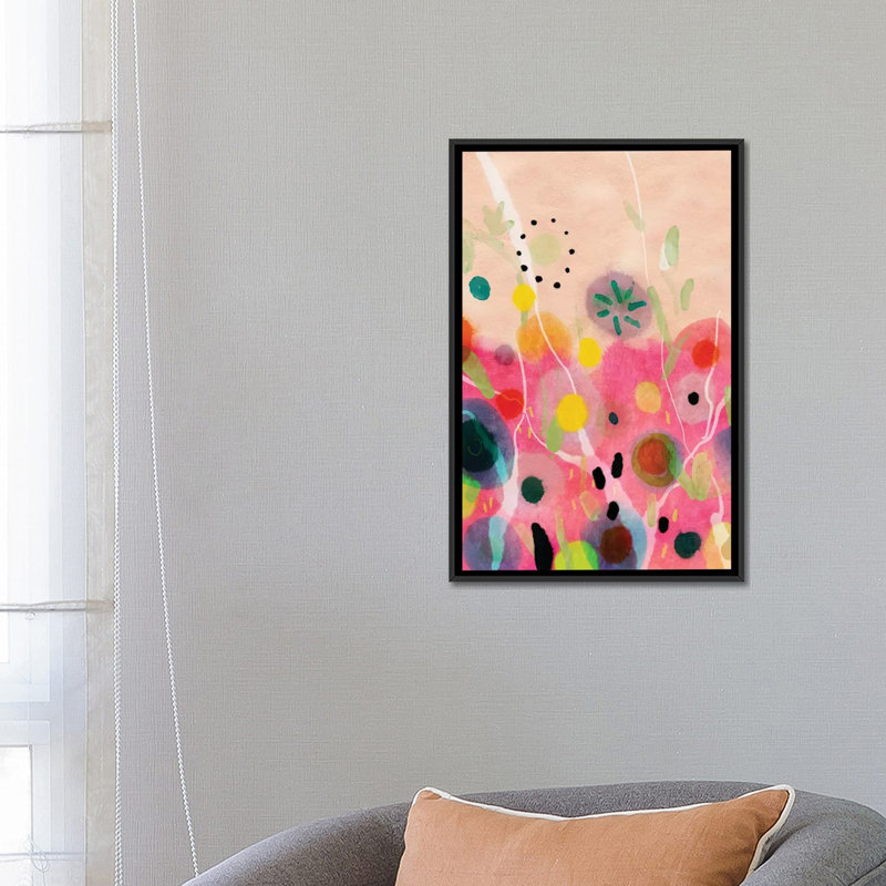 «Flower Power Abstract» par Ana Rut Bré - impression d'art graphique, H 26 po x l 18 po x 1,5 po, Toile avec cadre noir