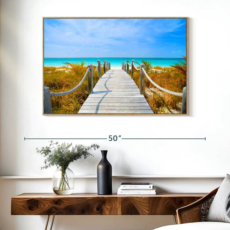 Passerelle Turks and Caicos, Cadre flottant en bois naturel, 40 po x 27 po