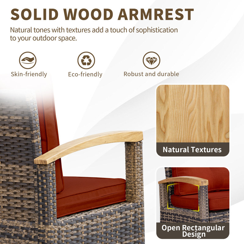 2-Person Patio Swivel Rocker Chairs with Side Table