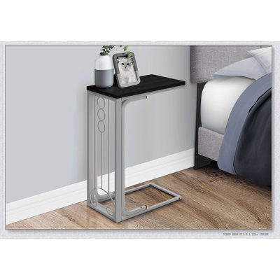 Accent Table, C-Shaped, End, Side, Snack, Black Laminate, Grey Metal, Transitional