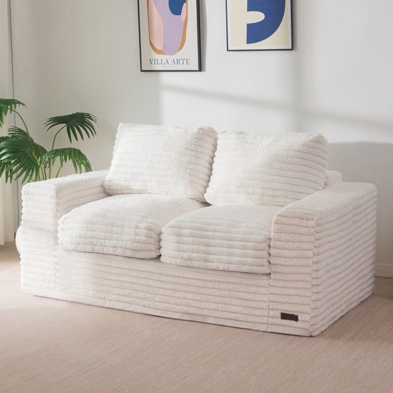 Canapé 62 po avec coussin à billes 62 po, Causeuse, Beige