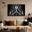 Art sur toile noir et blanc à capuchon squelette avec chapelet-1262565974