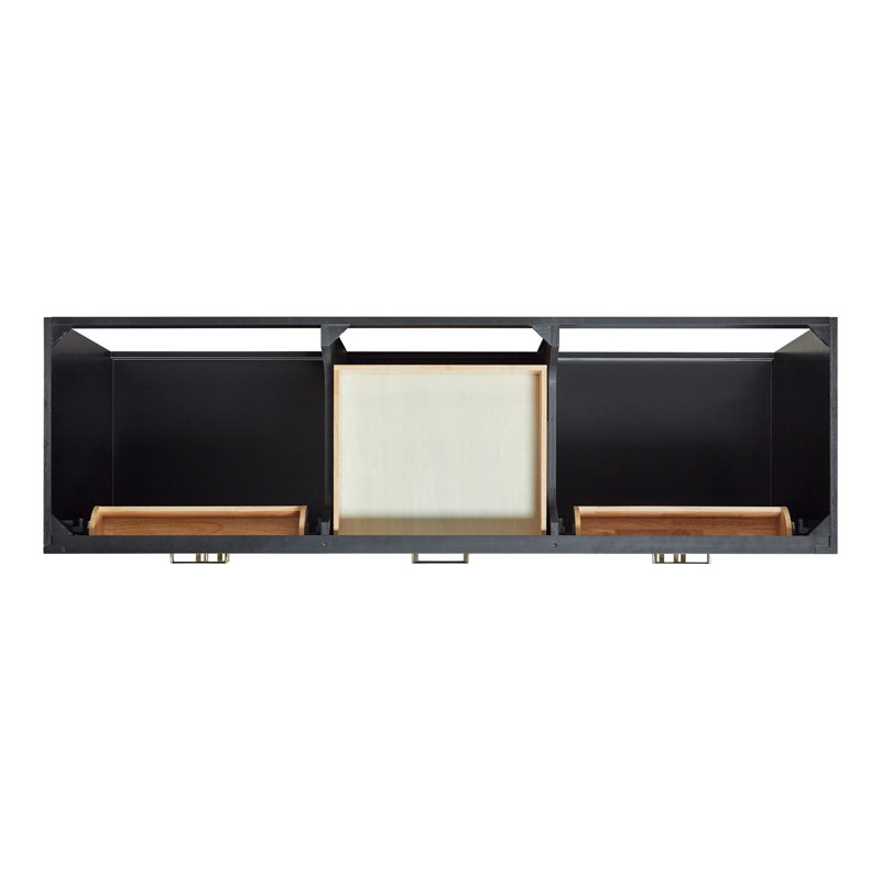 ARIEL HEPBURN 73 IN DOUBLE RECTANGLE SINK VANITY 1,5 IN, Black, Rectangular, 73"