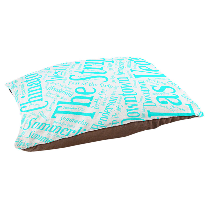 Coussin de chien « districts », Grand (l 40 po x P 30 po x H 14 po), Cyan, Las Vegas