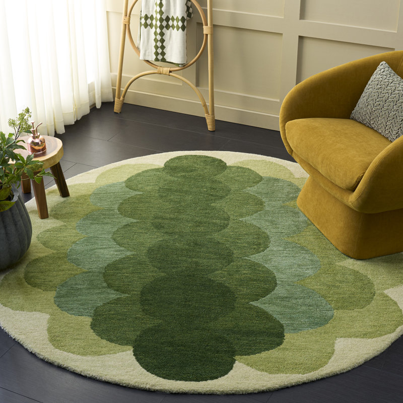 Metro 301 Hand Tufted 90% Wool; 10% Cotton Geometric Rug, Round 6'