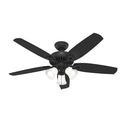 Ventilateur de plafond standard à 5 pales de 52 po avec chaîne de traction et ensemble d'éclairage inclus Builder Plus