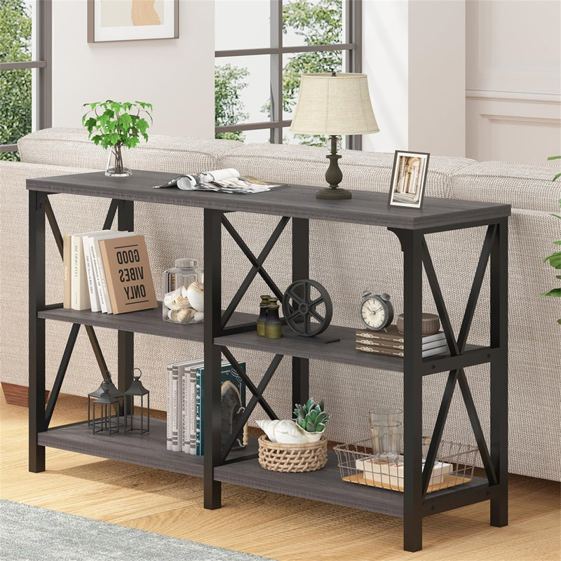 Console Chert, Gris foncé, Noir, noir, noir, noir, H 29,72 po x l 55,12 po x P 13,39 po