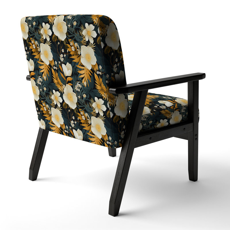 Fleurs jaunes et vertes - Fauteuil rembourré d'appoint tropical