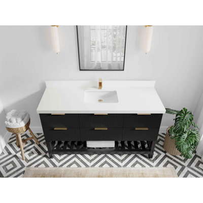 60'' Single Bathroom Vanity with Quartz Top
