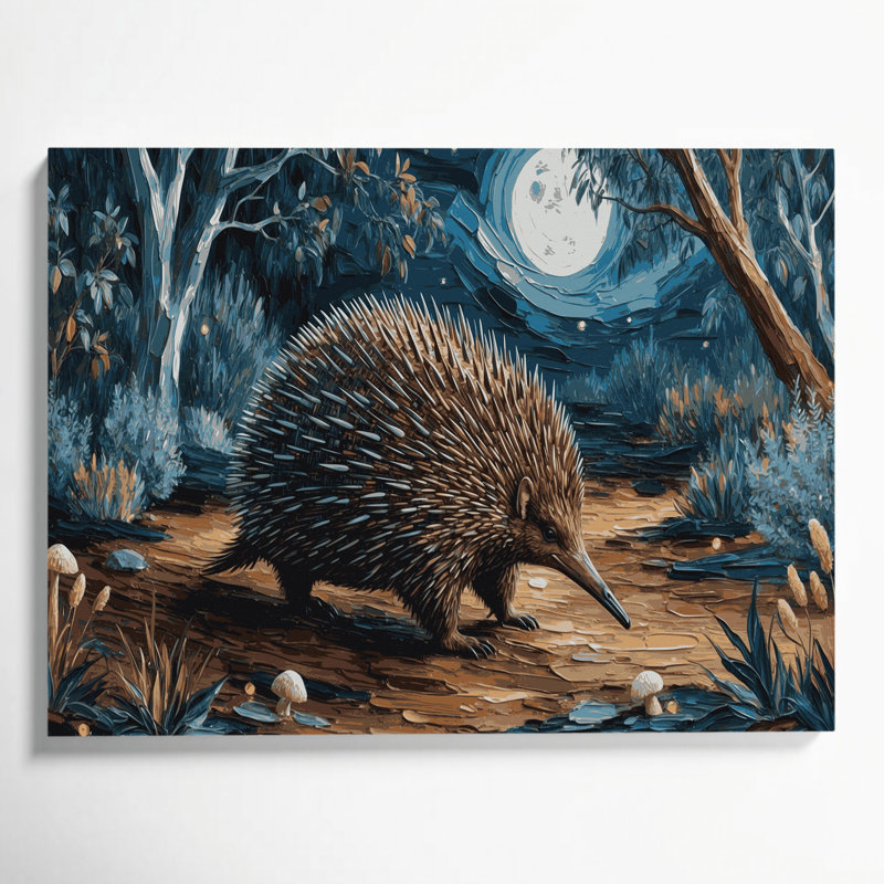 Faune Echidna, art mural sur toile noire, H 11 po x l 14 po