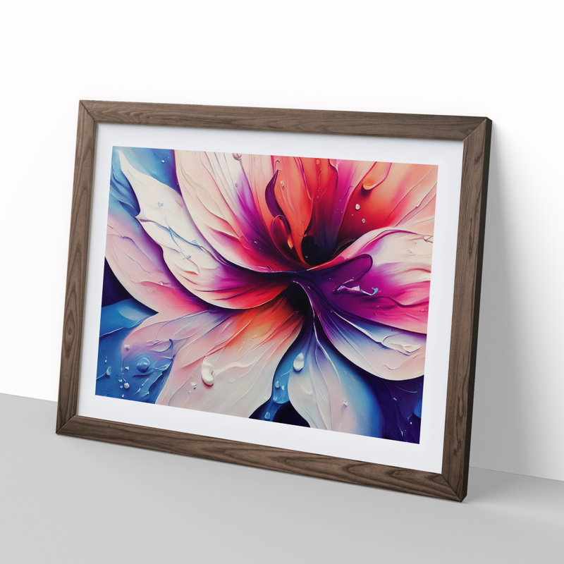 Colourful Floral Art Vol.4 Abstract - Single Picture Frame Print, Walnut Framed, 25cm H x 34cm W x 2cm D