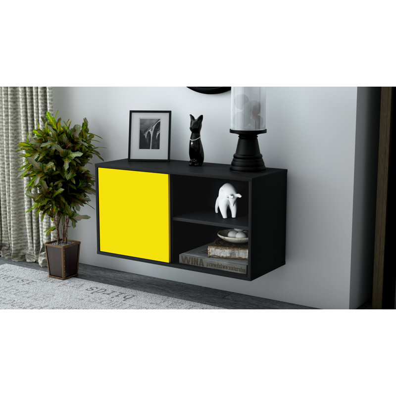 Hardwicke Unfinished Floating TV Stand, Yellow