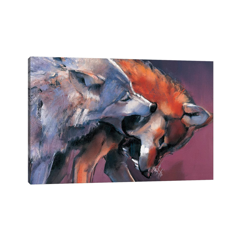 Two Wolves by Mark Adlington - Wrapped Canvas Gallery-Wrapped Canvas Giclée, 20.32 cm H x 30.48 cm W