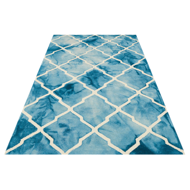 Geometric Wool Hand Woven Area Rug, Rectangle 152 x 244cm