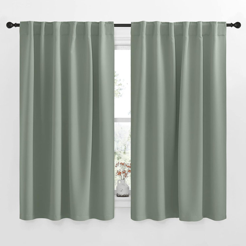 Blackout Curtain Light & Noise Reducing Room Darkening Drapes for Bedroom/Living Room/Kitchen, 2 Pieces, 52" W x 63" L