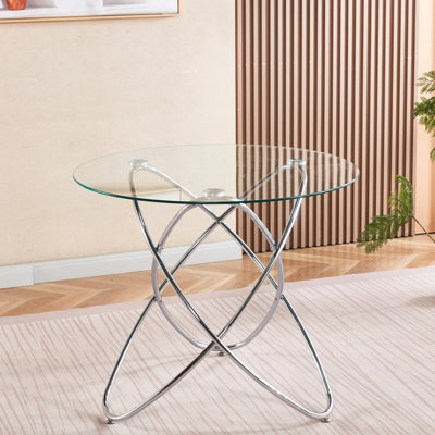 Table de salle à manger à pieds en métal en verre trempé pour le salon, style unique, structure stable, facile à nettoyer, poids moderne de 45,63 lb, conception, assemblage,