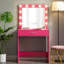 Bureau de coiffeuse avec miroir et lumières, coiffeuse avec grand tiroir, commode de rangement à 1 niveau et 3 modes d'éclairage à luminosité réglable, convient à la chambre à coucher