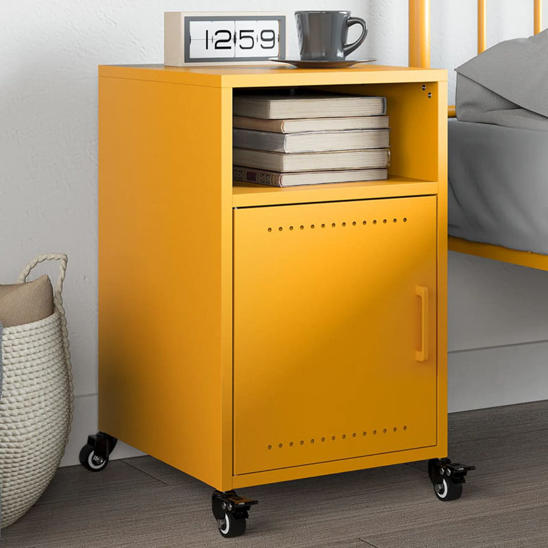 Radonna 36cm W Steel Bedside Table, Mustard Yellow