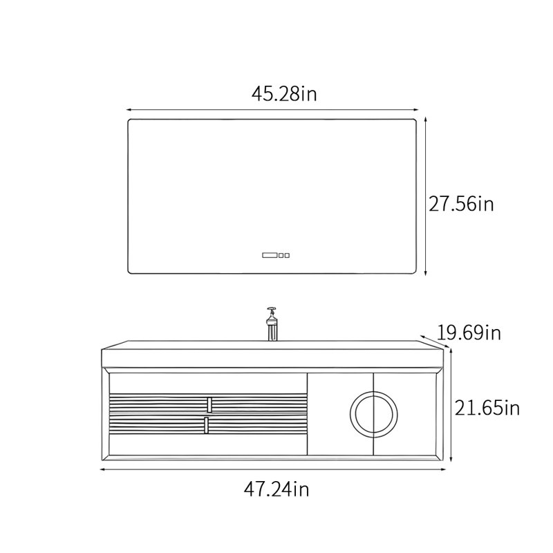 Armoire de salle de bain moderne et minimaliste, Vert, H 21,65 po x l 47,24 po x P 19,69 po