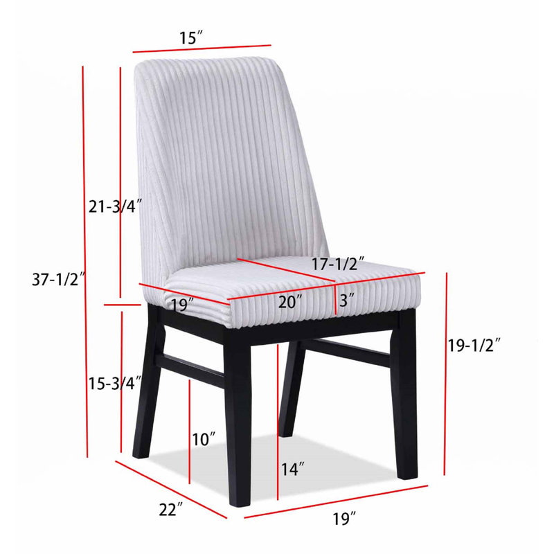 Chaise rembourrée 2pc, Blanc