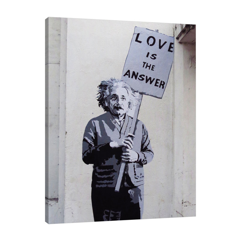 Einstein, Love Is The Answer II by Banksy - Wrapped Canvas Print, 41 cm H x 30 cm W x 4 cm D