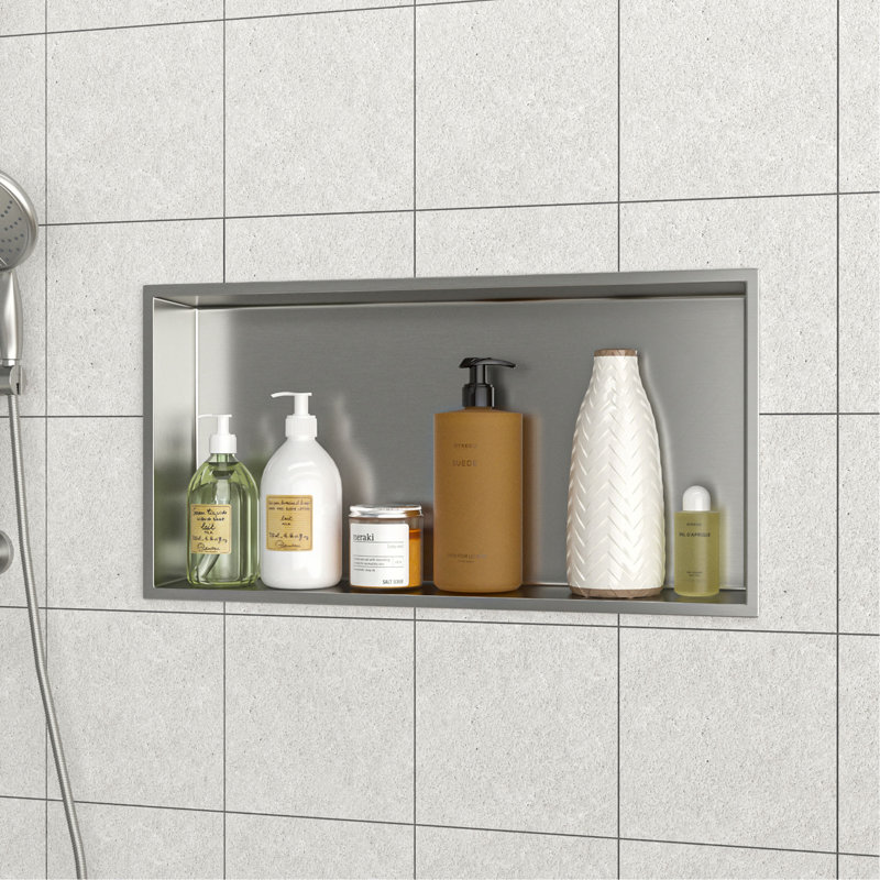 Niche de douche en acier inoxydable, nickel brossé