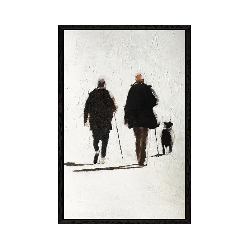 Couple And Their Dog by James Coates - Gallery-Wrapped Canvas Giclée on Canvas, Black Floater Framed, 66.04 cm H x 45.72 cm W